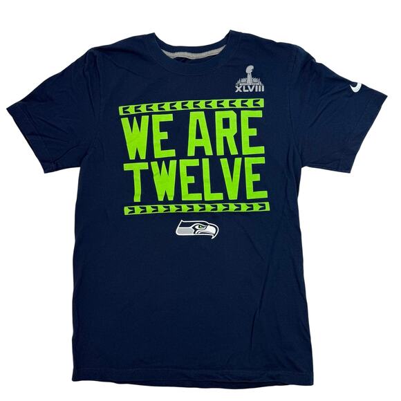 Nike NFL Seattle Seahawks We Are Twelve T-Shirt Women’s S Navy Blue - Picture 2 of 5